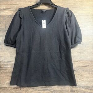 Talbots Black Puff Sleeve Fitted Blouse